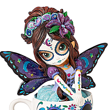Jasmine Becket-Griffith Relaxing Rose Sugar Skull Fairy in Tea Cup Figurine 