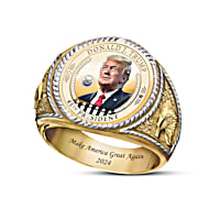Donald Trump Proof Coin Ring – Engraved With 2025 'Make America