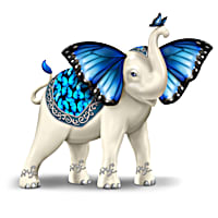 [BLUE ELEPHANT] ★HOT★PRAM Blue Majesty Hand-Painted Elephant Figurine
