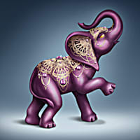 5 Purple Pearlescent Elephant Figurine Adorned With 28