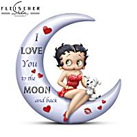 Betty Boop Crescent Moon Figurine Featuring Golden Metallic