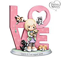 Hand-Painted Precious Moments Pink Cat Mom Figurine That