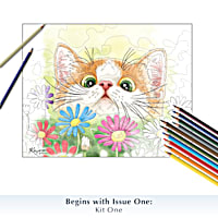 Coloring Kits With 5 Kayomi Harai Cat Art Templates, 12 Colored