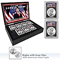 アメリカ合衆国20世紀の銀製ドルセット Donald Trump Silver Dollar Coins – 99.9% Silver With Presidential