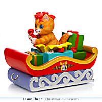 競売 Christmas Cat-Themed Meowy Sleigh Collection Figurine Train 置物