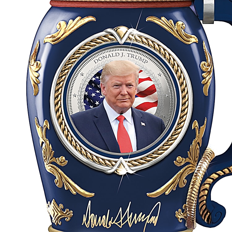 Donald Trump Porcelain Beer Stein – Patriotic Eagle Lid And