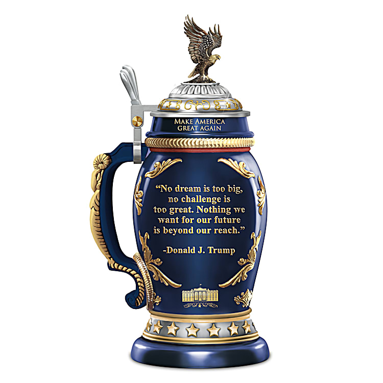 Donald Trump Porcelain Beer Stein – Patriotic Eagle Lid And