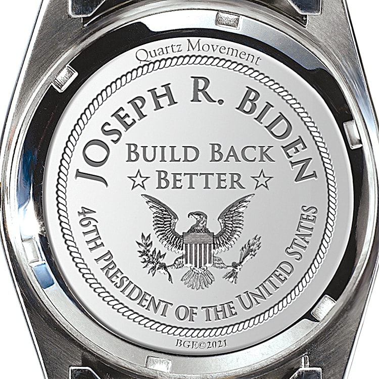 Joseph R. Biden Mens Stainless Steel Watch With Polished Gold Tone