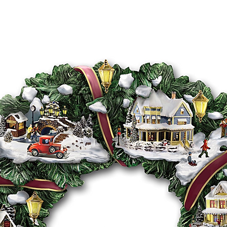 Thomas Kinkade Victorian Christmas Village Wreath