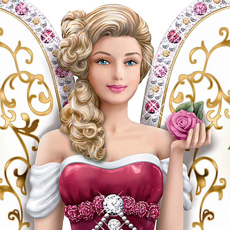 Sparkling Country Rose Hand-Painted Angel Figurine