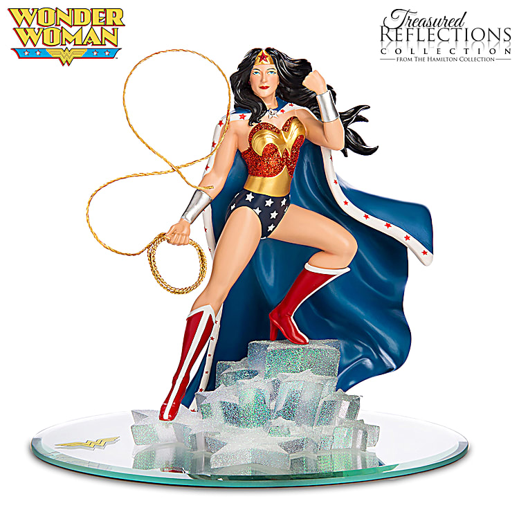 DC Comics Wonder Woman: Justice Fighter Figurine Hand-Painted With Metallic  Accents & Adorned With Swarovski Crystals Atop A Mirrored Base