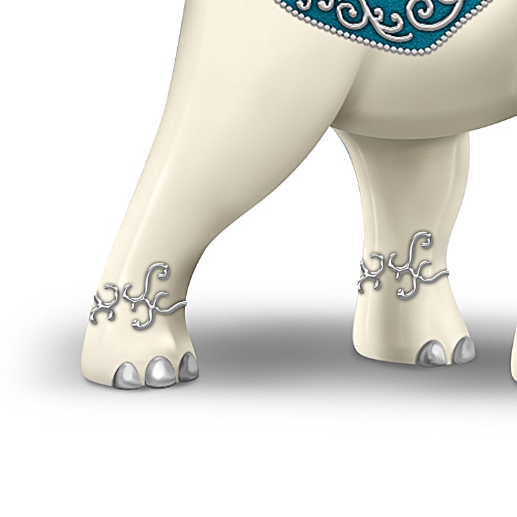 Blue Majesty Hand-Painted Elephant Figurine