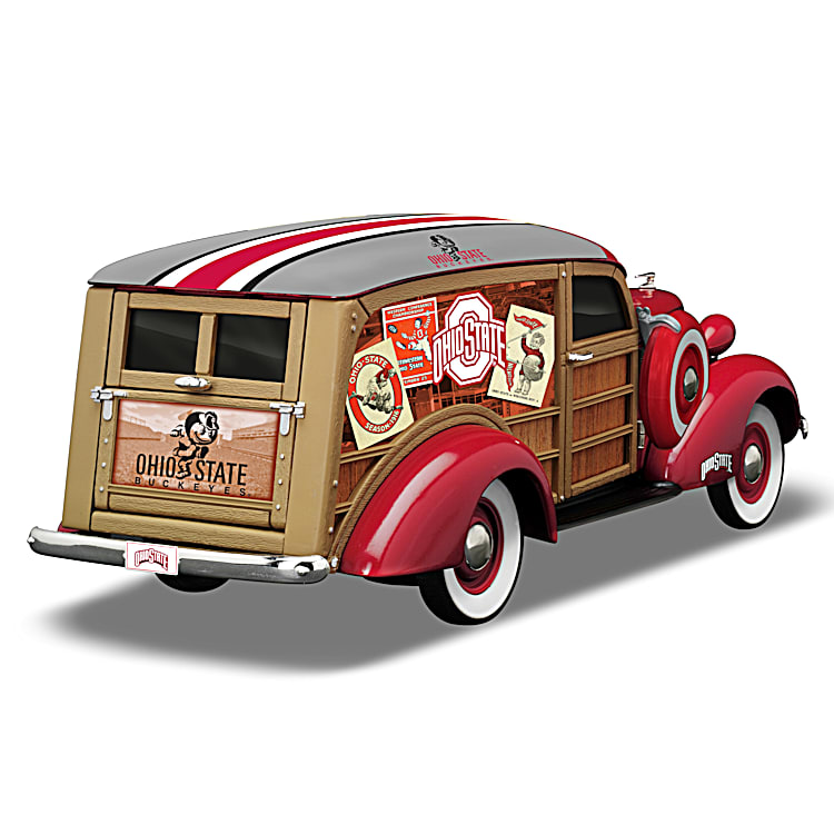 Cruising To Ohio State Buckeye Victory Woody Wagon Sculpture