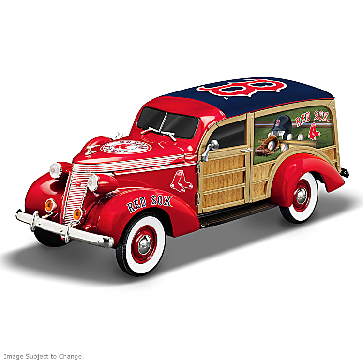 Cruising To Victory Boston Red Sox MLB Woody Wagon Sculpture