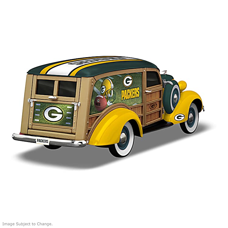 カーズミニカー、 PTフリー、フリック、スターウォーズ、サリー、ウッディー Cruising To Victory Green Bay Packers 1:18-Scale NFL Woody Wagon