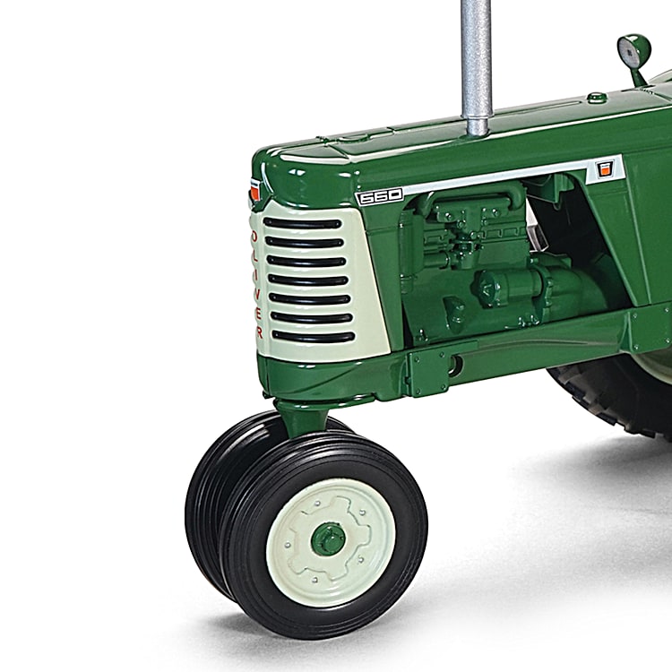 1 16 Scale Oliver 660 Diecast Tractor Featuring Period Accurate Badging Rubber Tires With A Spring Tooth Harrow