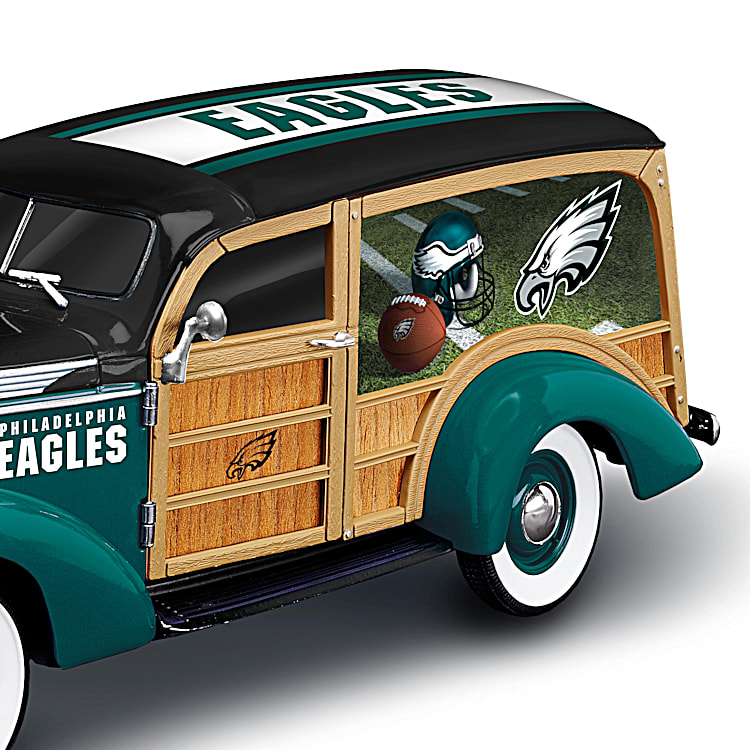 Cruising To Victory Philadelphia Eagles 1:18-Scale 1937 Woody Wagon NFL  Sculpture Featuring Team Colors & Logo