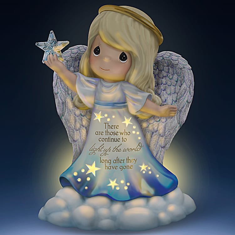 Precious Moments Continue To Light Up The World Illuminated Remembrance Angel  Figurine Featuring Hand-Applied Glitter & Pearlescent Paint