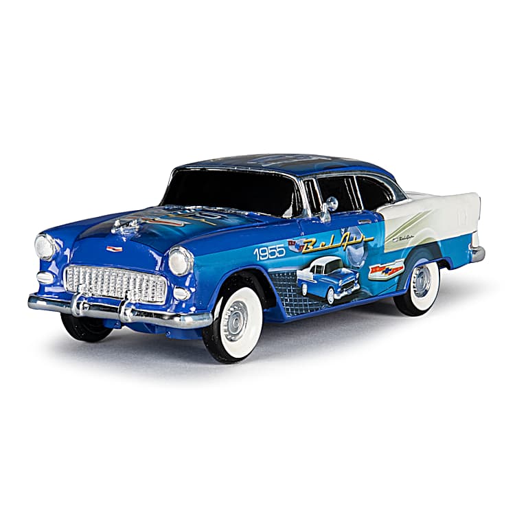Blue Beauty 1955 Chevrolet Bel Air 1:18-Scale Sculpture Adorned