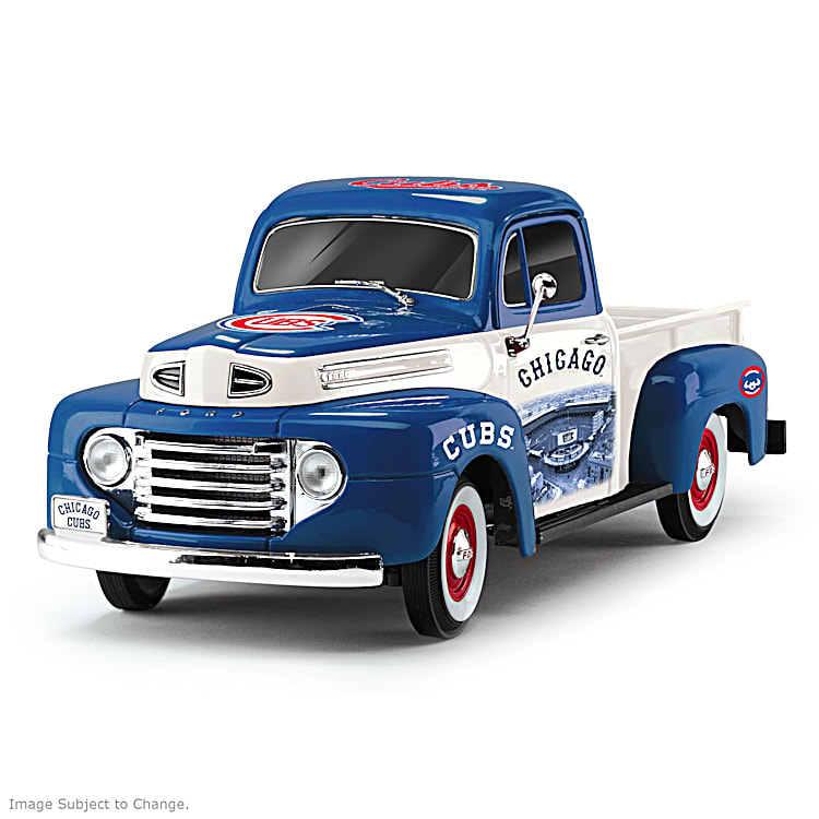 History Heritage Chicago Cubs MLB 1 18 Scale 1948 Ford Pickup Sculpture Featuring Vintage Images Of Wrigley Field Whitewall Tires