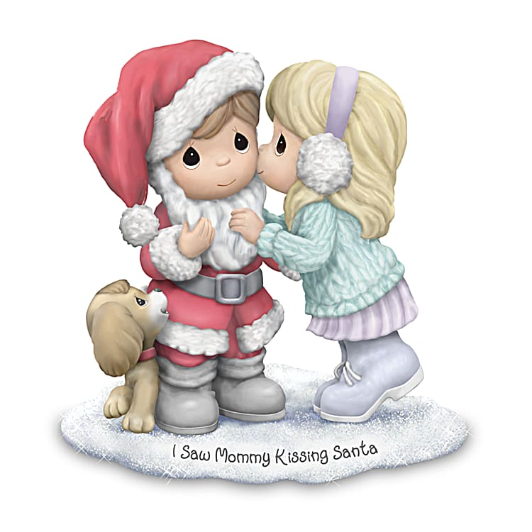 Precious Moments I Saw Mommy Kissing Santa Hand-Painted Porcelain
