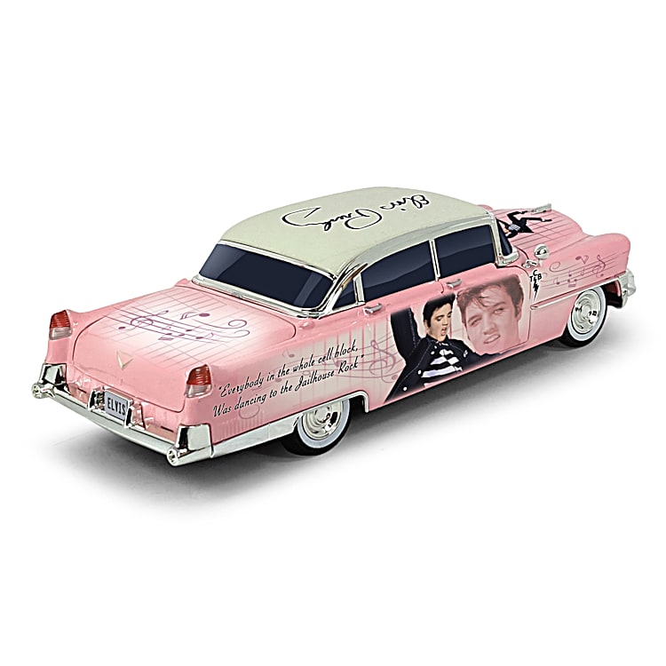 Rock N Rollin With Elvis 1 24 Scale 55 Cadillac Fleetwood 60 Special Sculpture With Images Of Elvis And Lyrics From His Song Jailhouse Rock