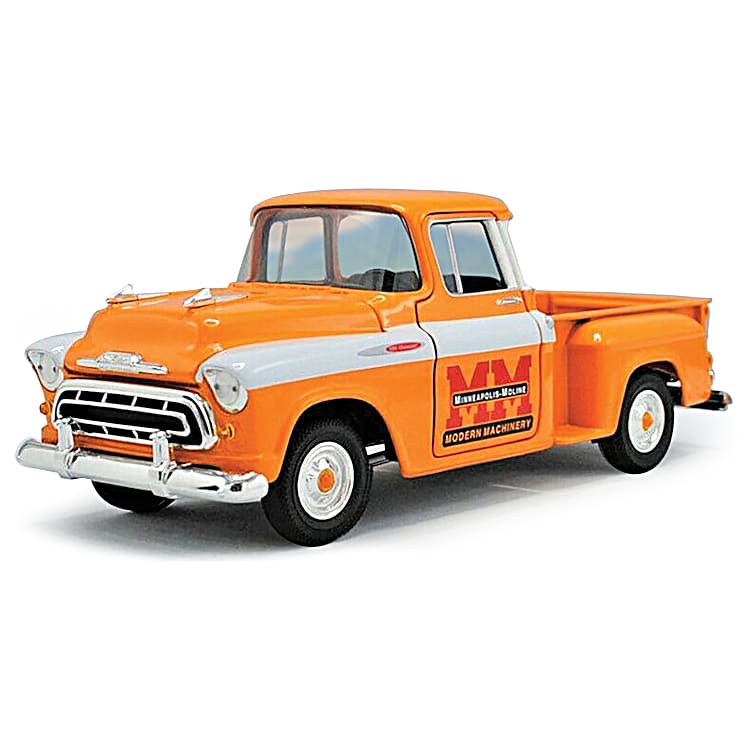 1 25 Scale Minneapolis Moline 1957 Chevrolet 3100 Stepside Diecast Truck Featuring An Authentic Minnie Mo