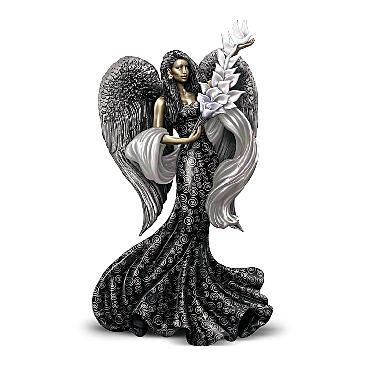 Hand-Painted Angel Figurine By Keith Mallett With Preciosa