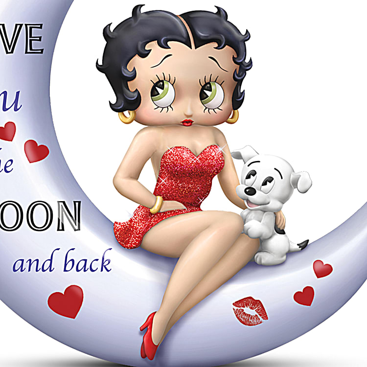Betty Boop Crescent Moon Figurine Featuring Golden Metallic
