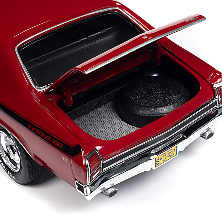 1969 Yenko Chevelle 1 18 Scale Diecast Car Featuring A Red Garnet Paint Finish And Rubber Tires