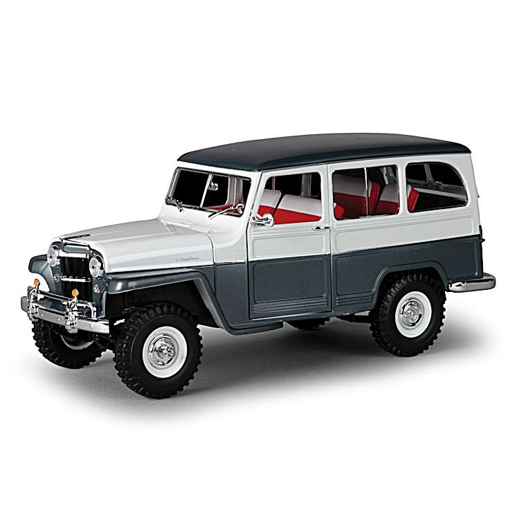 1955 Willys Jeep Station Wagon 1:18-Scale Diecast Car With A Steel