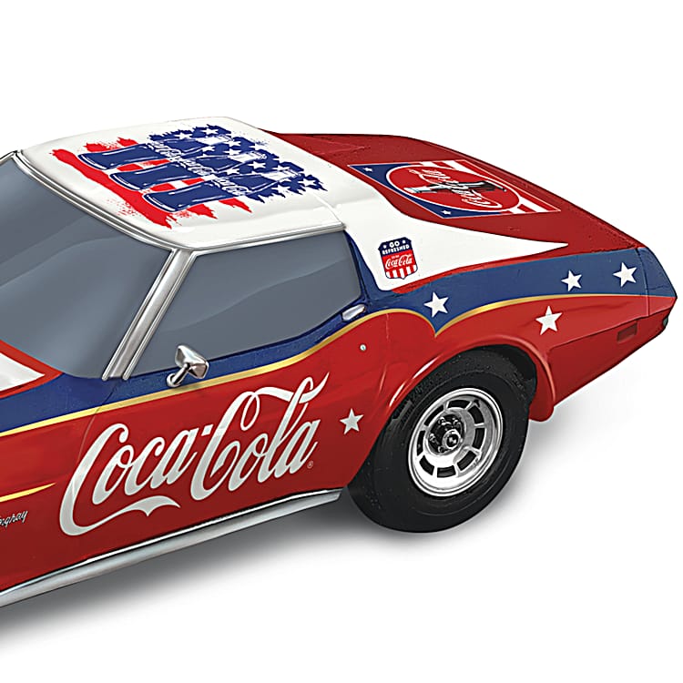 ○希少○Coca-Cola BYL-01-02 レトロ完全動作品 1976 Corvette Stingray 1:18-Scale Sculpture With Patriotic Color