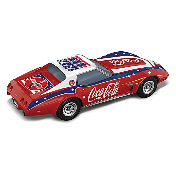○希少○Coca-Cola BYL-01-02 レトロ完全動作品 1976 Corvette Stingray 1:18-Scale Sculpture With Patriotic Color