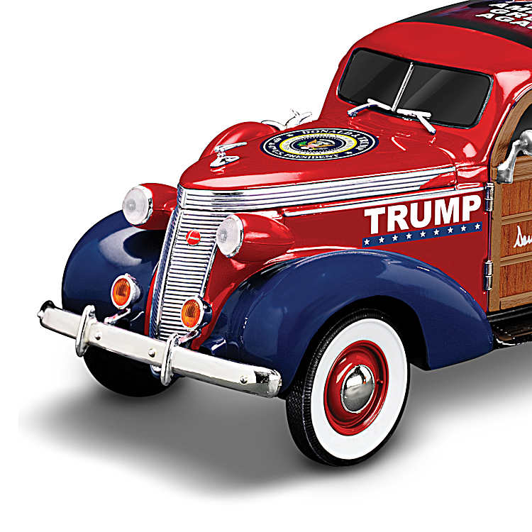 Keep America Great Woody Wagon Sculpture Featuring Handcrafted