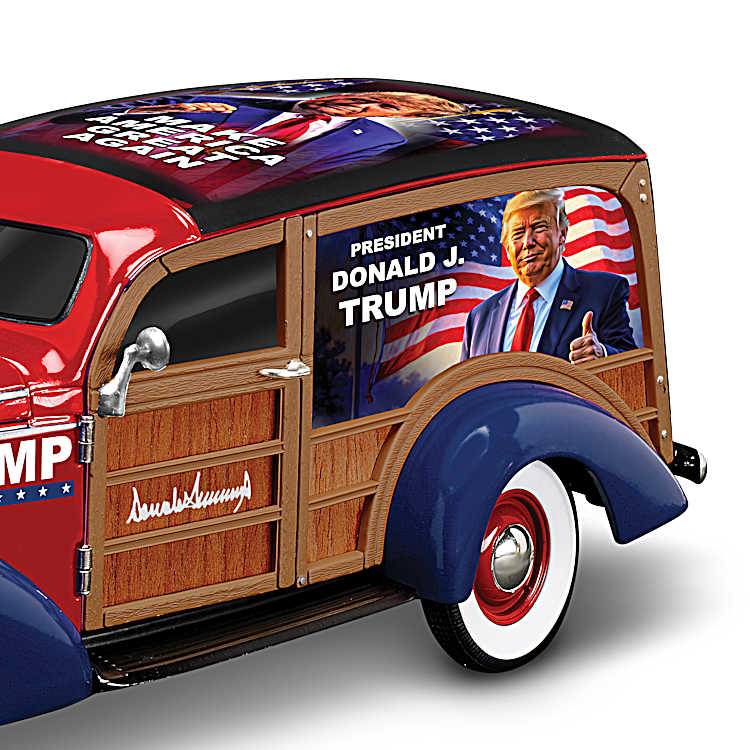 Keep America Great Woody Wagon Sculpture Featuring Handcrafted