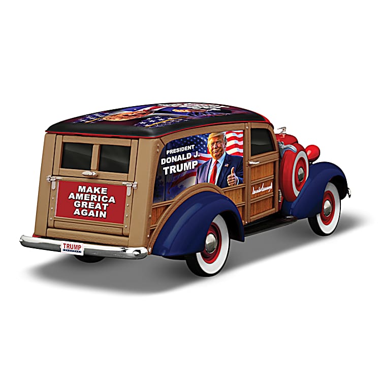 Keep America Great Woody Wagon Sculpture Featuring Handcrafted