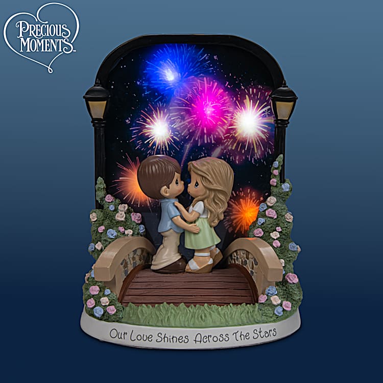 Hand-Painted Figurine Featuring 2 Sweethearts Embracing And An
