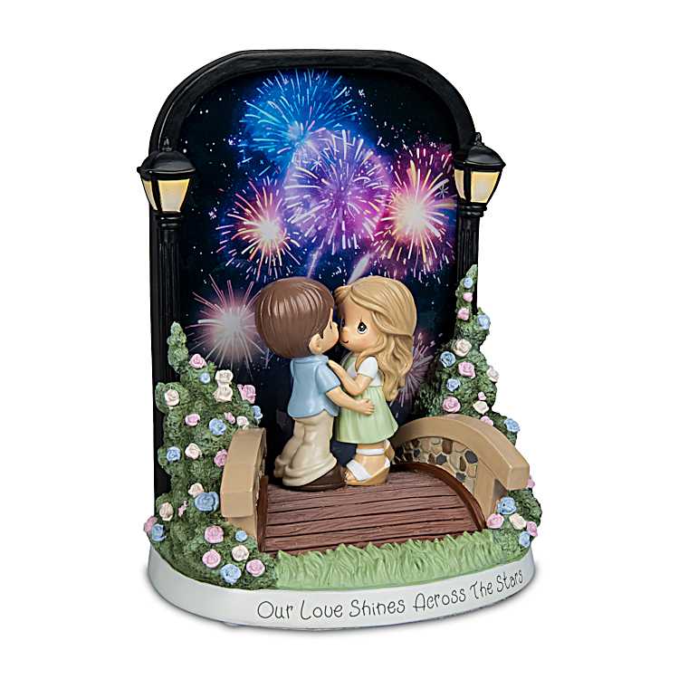 Hand-Painted Figurine Featuring 2 Sweethearts Embracing And An