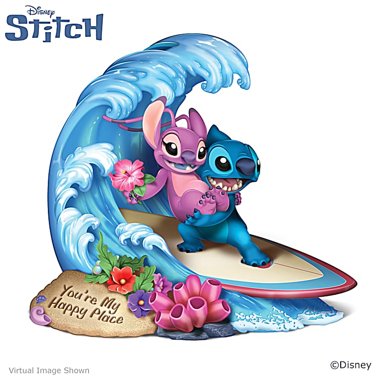 Hand-Painted Coin Bank Featuring Disneys Stitch And Angel