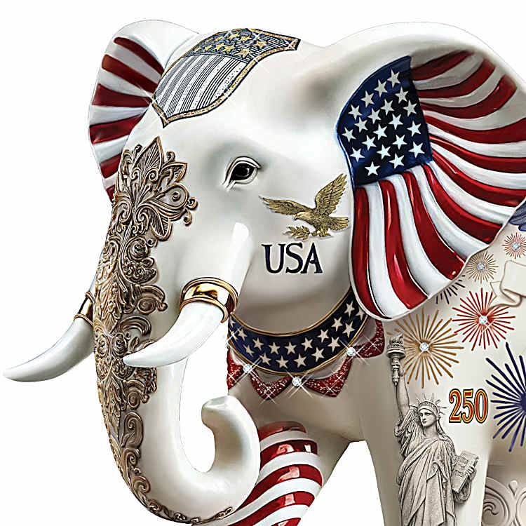 Hand-Painted Elephant Figurine Adorned With Svenka Crystals, 22K
