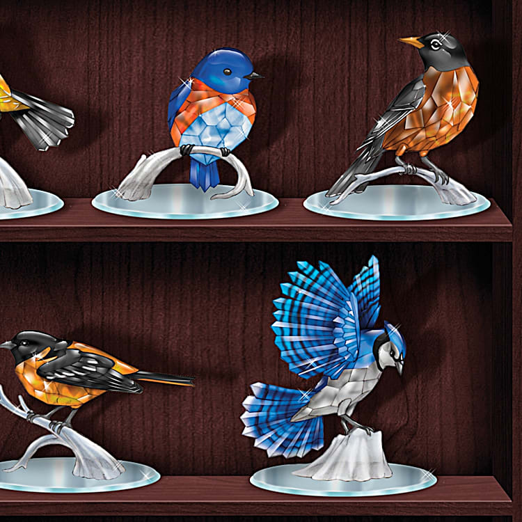 Sparkling Moments In Nature Bird Figurine Collection Featuring Handcrafted  Faceted Crystal Songbirds That Sparkle From All Sides With Beveled Mirrored  Bases