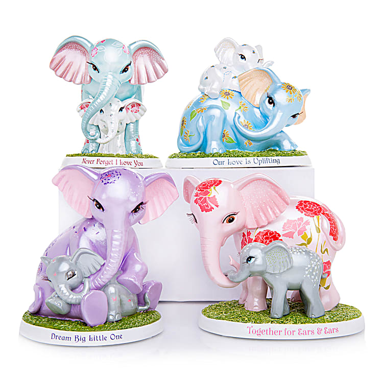 Unforgettable Love Hand-Painted Elephant Figurine Collection