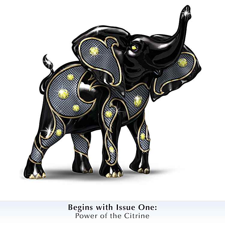 ◆BLUE ELEPHANT◆ NEAL black Artist Keith Mallett Empowering Crystal Elegance Ebony