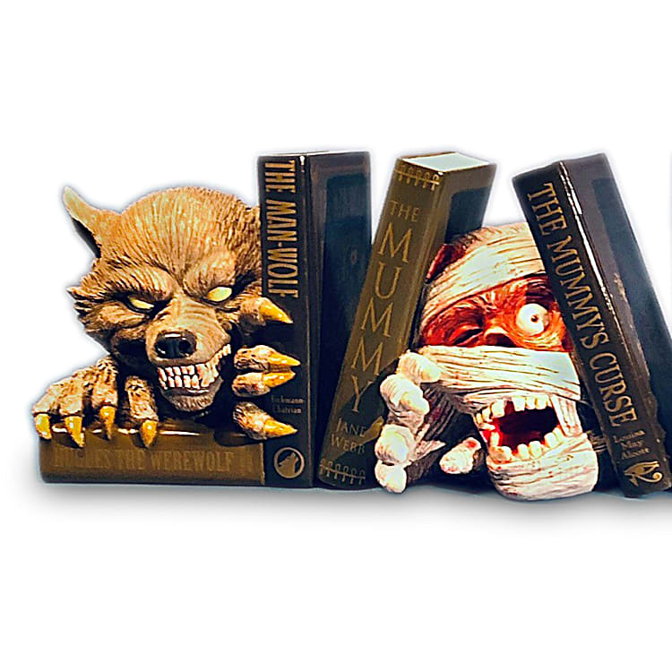 The Creatures Of The Night Hand-Painted Spooky Bookshelf Sculpture