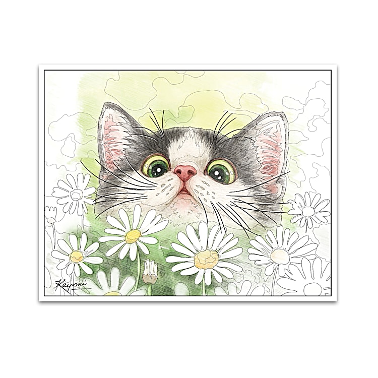 Coloring Kits With 5 Kayomi Harai Cat Art Templates, 12 Colored