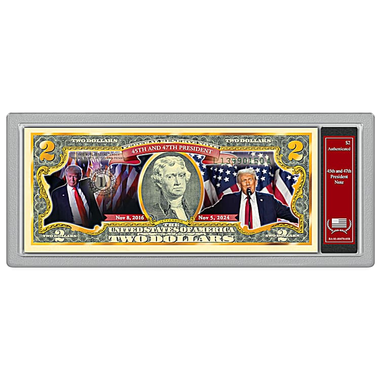 President Donald Trump Vivid Full-Color $2 Bills Currency Collection