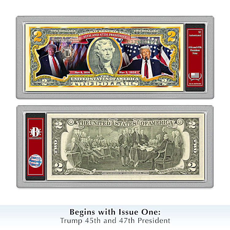 President Donald Trump Vivid Full-Color $2 Bills Currency Collection