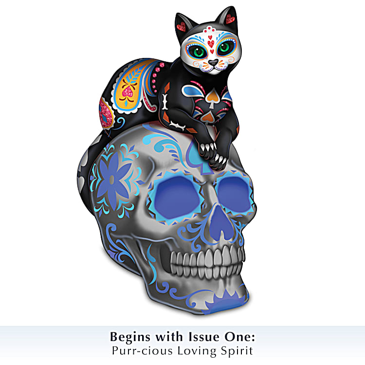 A Fur ever Love Sugar Skull Cat Figurine Collection