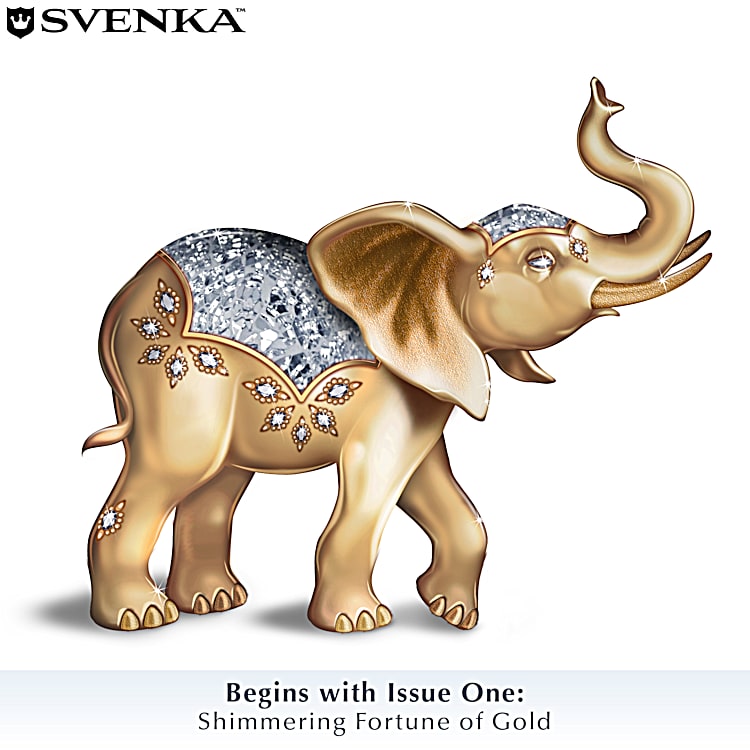 4 Elephant Figurines Adorned With Svenka Crystals And