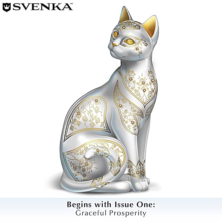 Blake Jensen Porcelain Cat Figurines With Fired-On 22K Gold